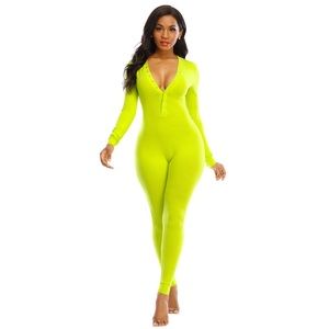 Women onesie pajama set long-sleeve with butt flap